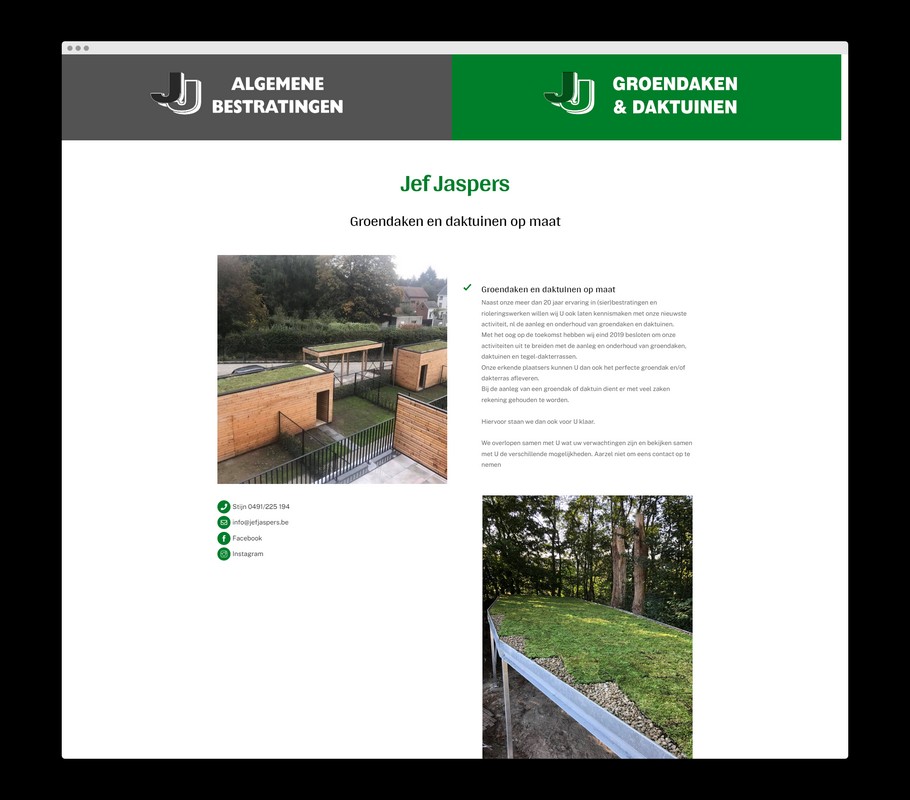 Bezoek de website van Jef Jaspers Groendaken - Uit het portfolio van Nick Suy Webdesign