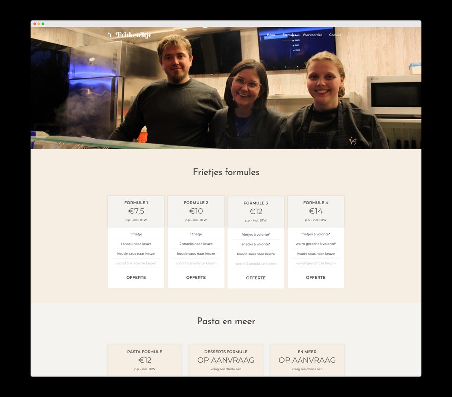 Fritketeltje - Formules - Uit het portfolio van Nick Suy Webdesign