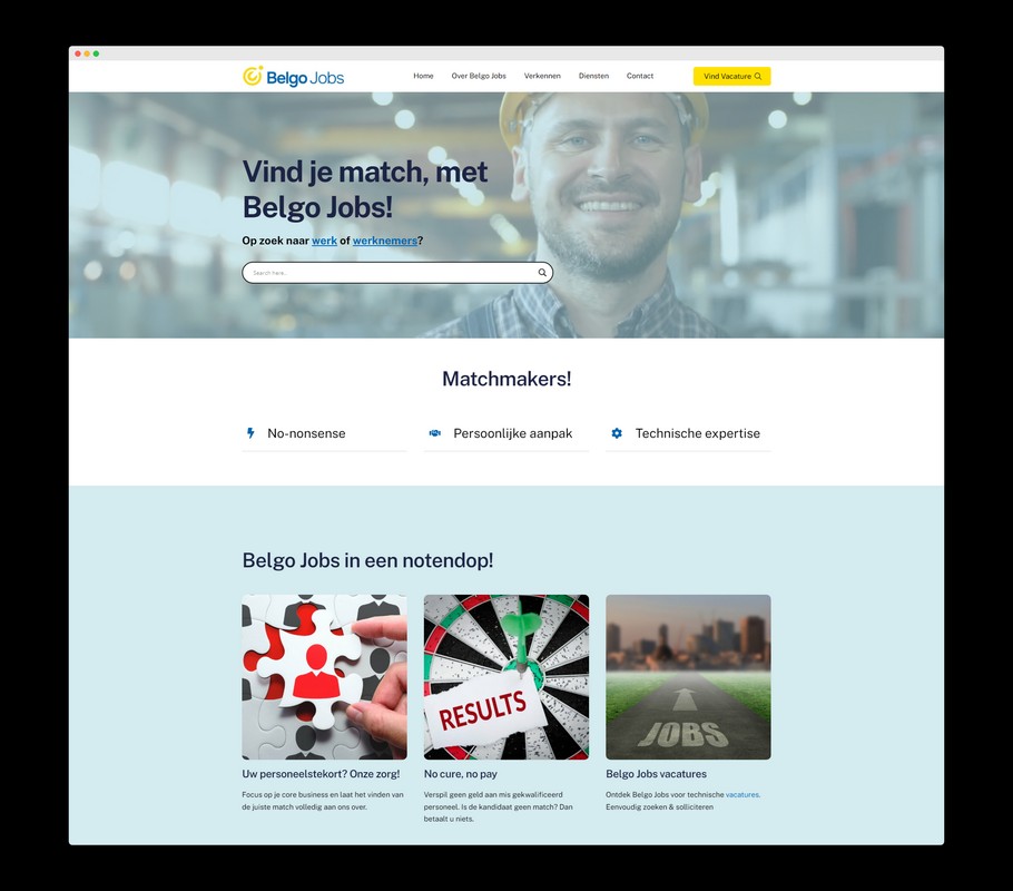 Belgo Jobs - Een website van Nick Suy Webdesign