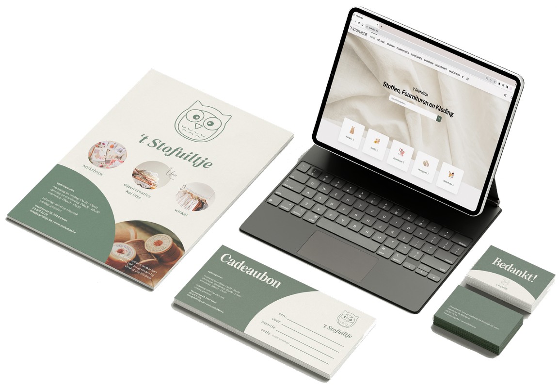 Huisstijl ontwerp voor 't Stofuiltje - Een realisatie van Nick Suy Webdesign