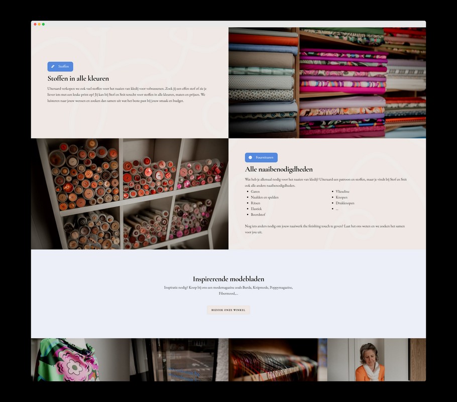 Aanbod - Stof & Snit - Website en grafisch ontwerp in Kalmthout door Nick Suy Webdesign